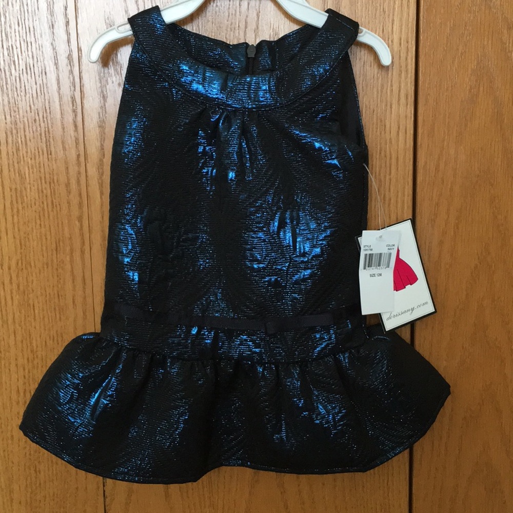 NWT Navy blue iridescent peplum dress